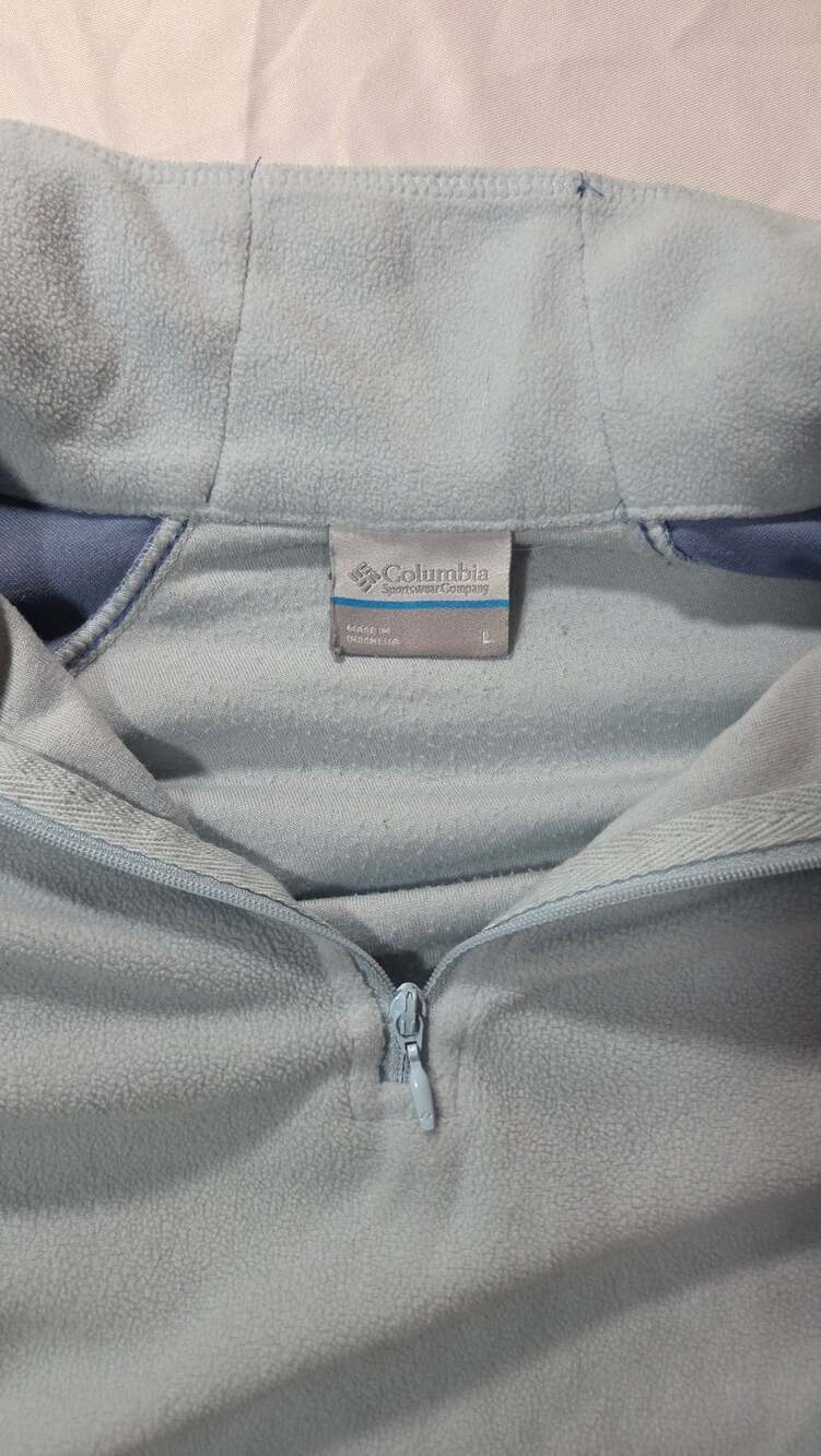 Columbia Fleece Quarter Zip Pullover Size L Blue Two-Tone - Picture 2 of 5